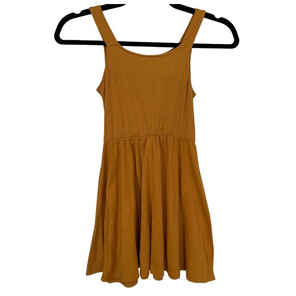 JENNA & JESSIE Girl’s Goldenrod Ribbed Tank Dress Waist Tie Button Accent 8 GIRL - Picture 2 of 10